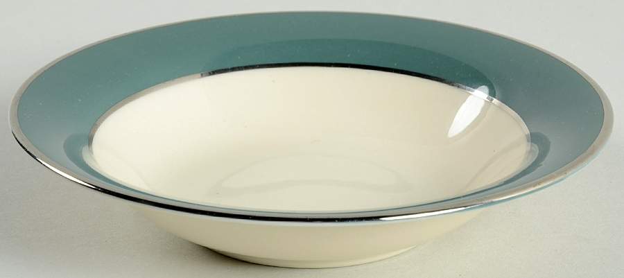 Platinum Teal (Rim) Fruit/Dessert (Sauce) Bowl by Flintridge-1