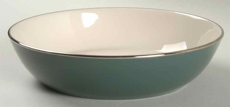 Platinum Teal (Rim) 8" Round Vegetable Bowl by Flintridge-1