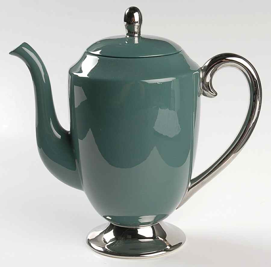 Platinum Teal (Rim) Coffee Pot & Lid by Flintridge-1