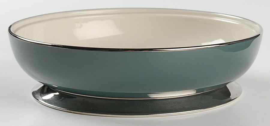 Platinum Teal (Rim) Round Vegetable No Lid by Flintridge-1