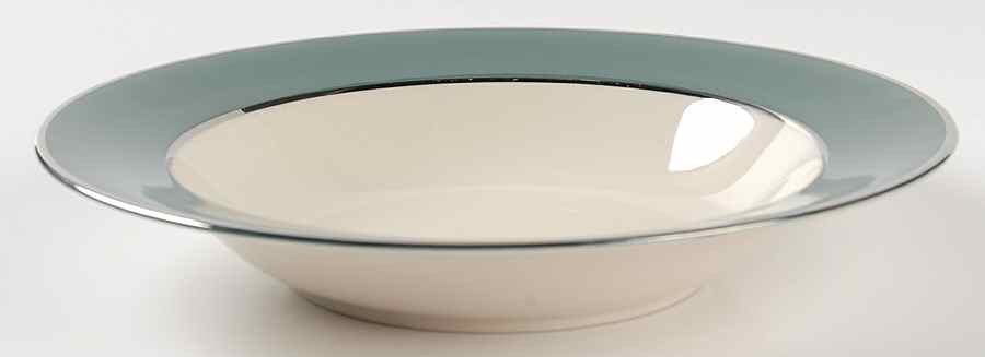 Platinum Teal (Rim) Rim Soup Bowl by Flintridge-1