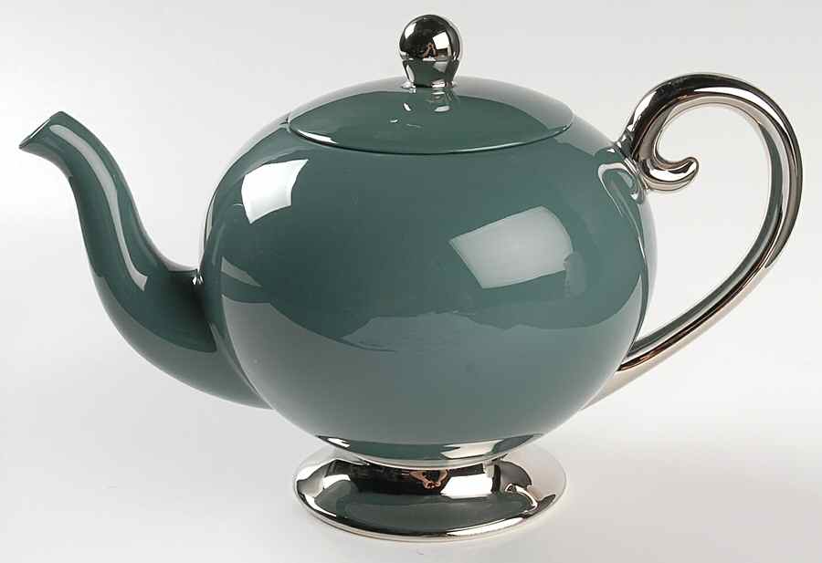 Platinum Teal (Rim) Teapot & Lid by Flintridge-1