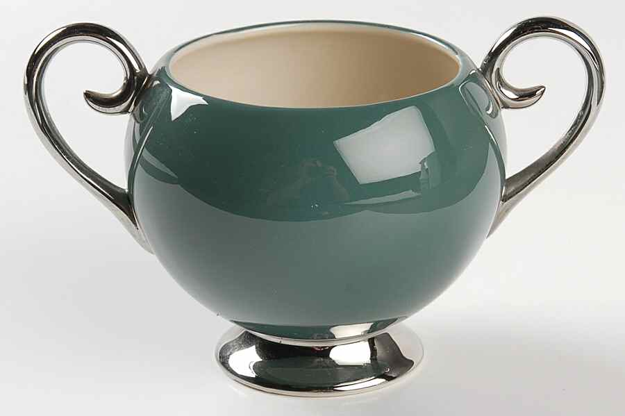 Platinum Teal (Rim) Sugar Bowl No Lid by Flintridge-1