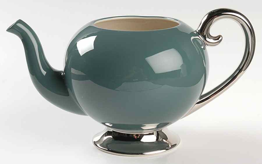 Platinum Teal (Rim) Teapot No Lid by Flintridge-1