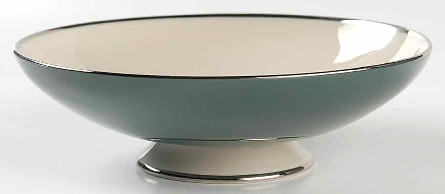Platinum Teal (Rim) Round Compote (Height X Width) by Flintridge-1