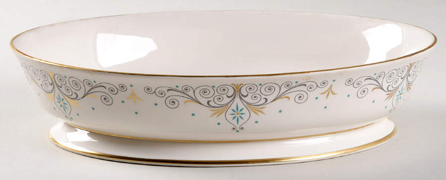 Quaintance (Gold) 9" Oval Vegetable Bowl by Flintridge-1