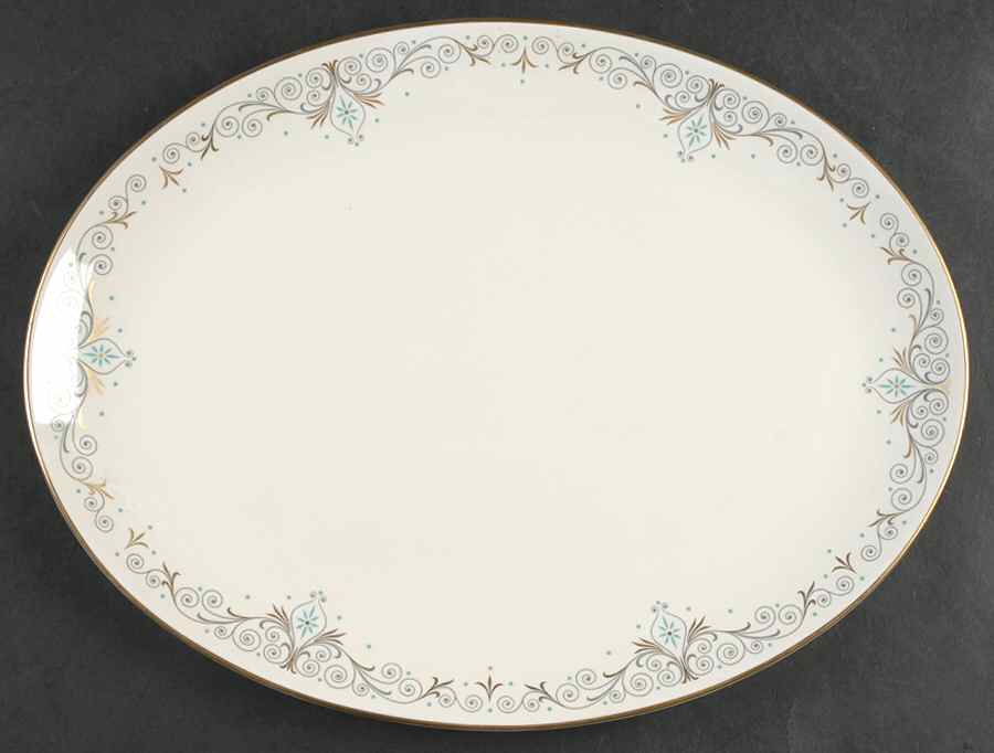 Quaintance (Gold) 14" Oval Serving Platter by Flintridge-1