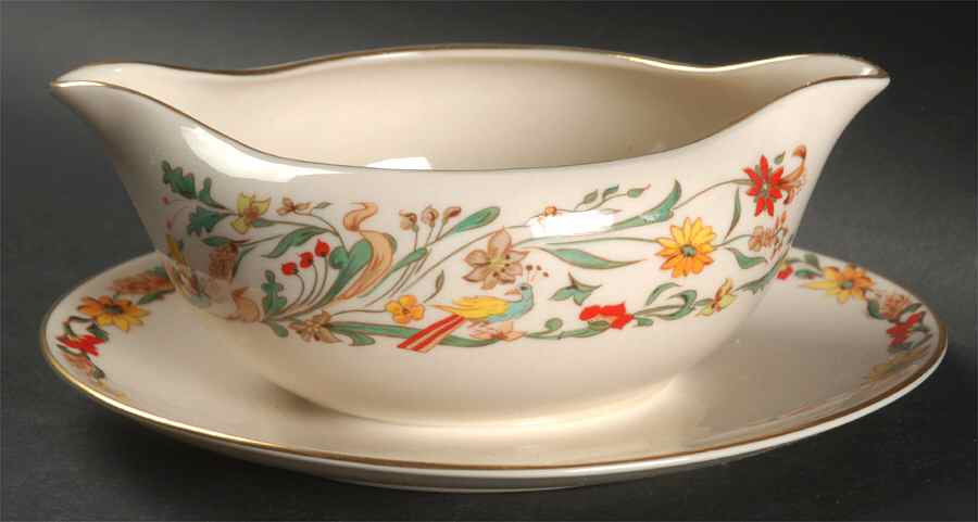 Queen Anne (Rim) Gravy Boat with Attached Underplate by Flintridge-1
