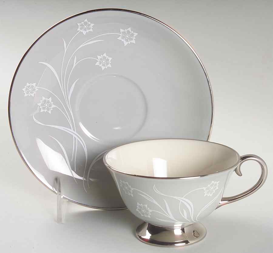Reverie Gray Footed Cup & Saucer Set by Flintridge-1