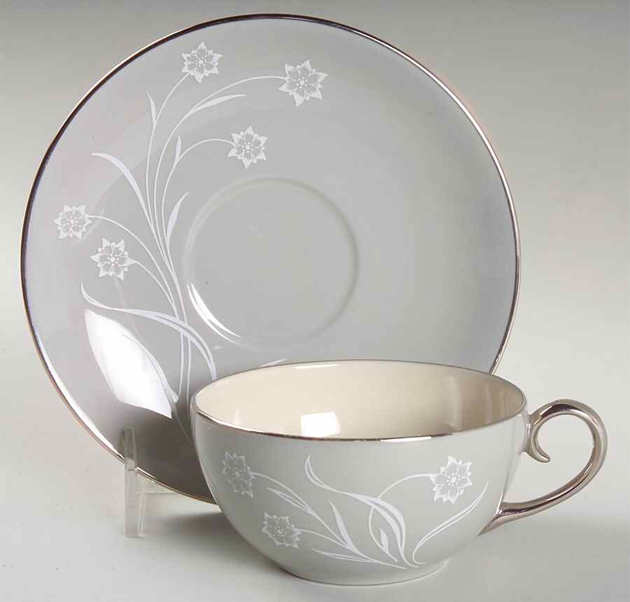 Reverie Gray Flat Cup & Saucer Set by Flintridge-1