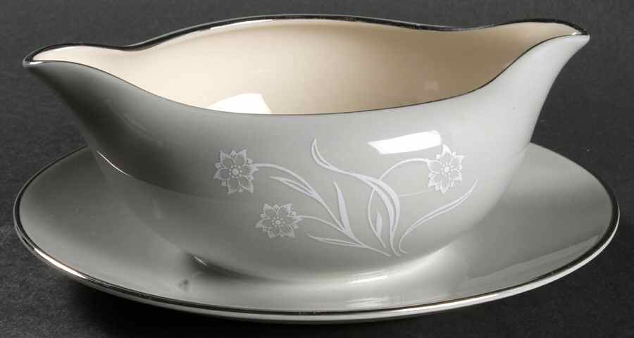 Reverie Gray Gravy Boat with Attached Underplate by Flintridge-1
