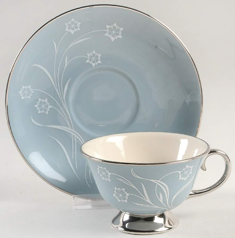 Reverie Strata Blue Footed Cup & Saucer Set by Flintridge-1
