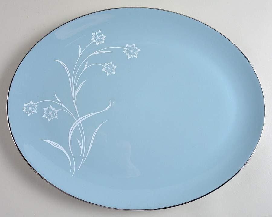 Reverie Strata Blue 16" Oval Serving Platter by Flintridge-1