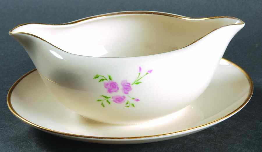 Rosebud Gravy Boat with Attached Underplate by Flintridge-1