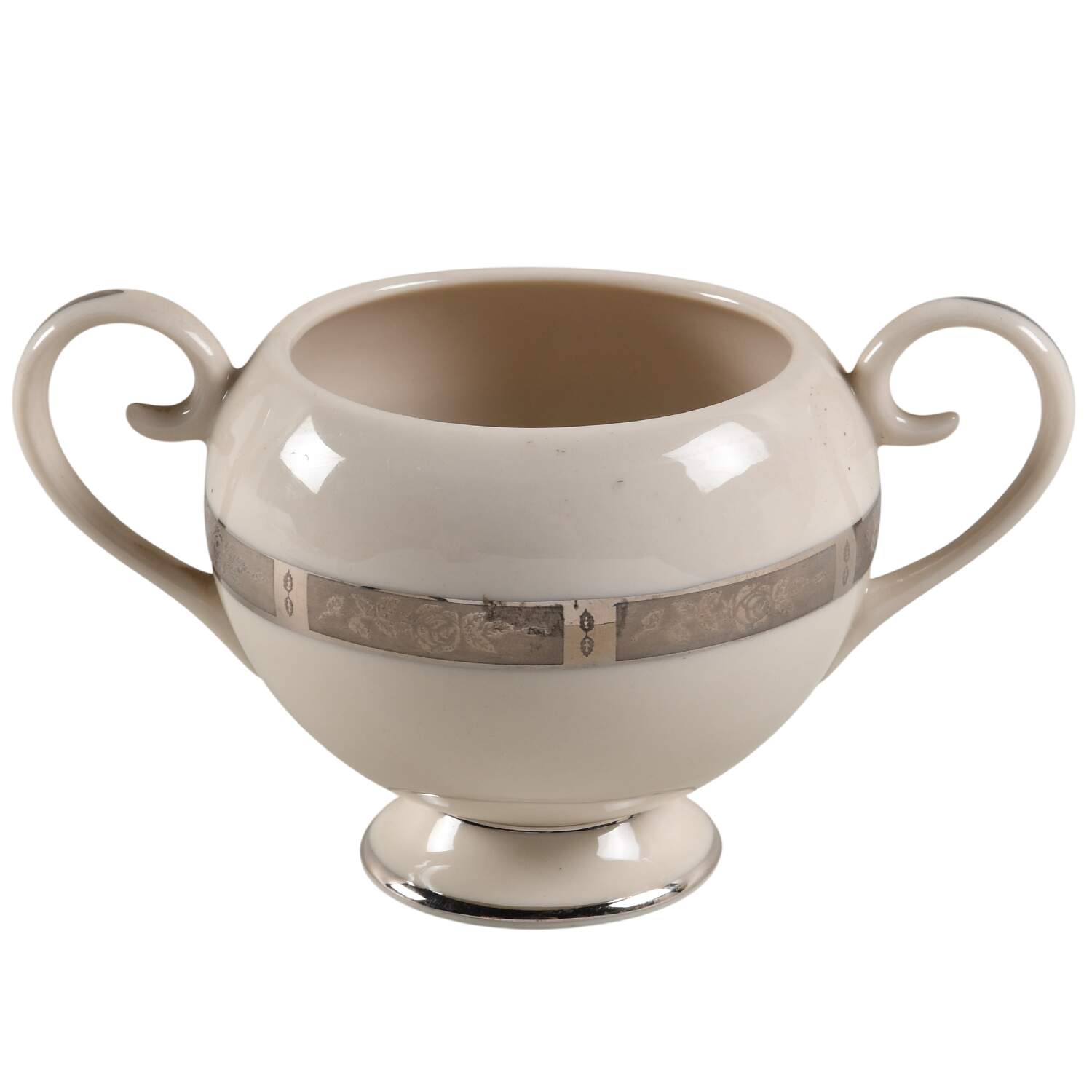 Rose Tapestry No Color Band (Rim&Coupe) Sugar Bowl No Lid by Flintridge-1