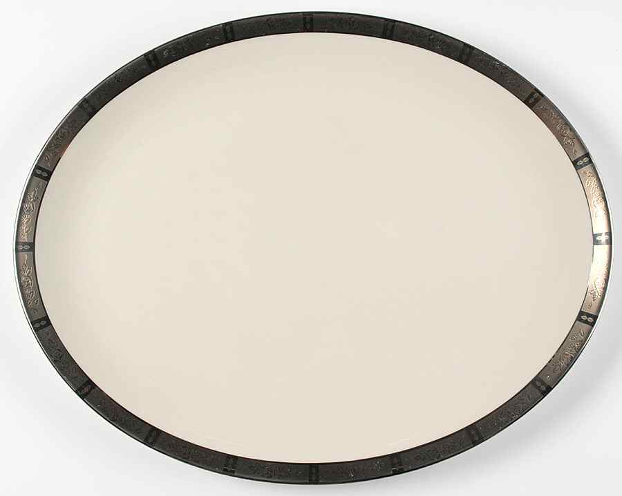 Rose Tapestry No Color Band (Rim&Coupe) 15" Oval Serving Platter by Flintridge-1