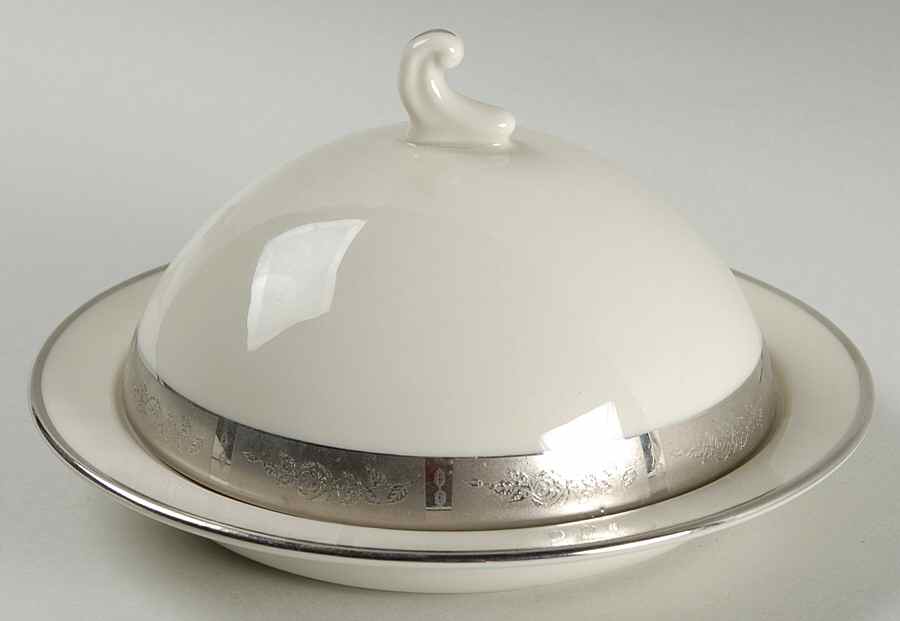 Rose Tapestry No Color Band (Rim&Coupe) Round Covered Butter by Flintridge-1