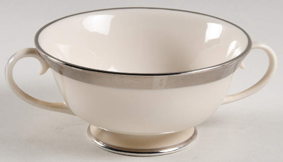 Rose Tapestry No Color Band (Rim&Coupe) Footed Cream Soup Bowl by Flintridge-1