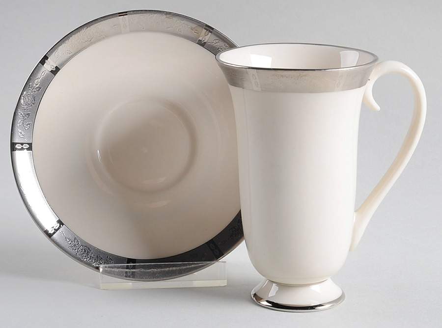 Rose Tapestry No Color Band (Rim&Coupe) Irish Coffee Cup and Saucer Set by Flintridge-1