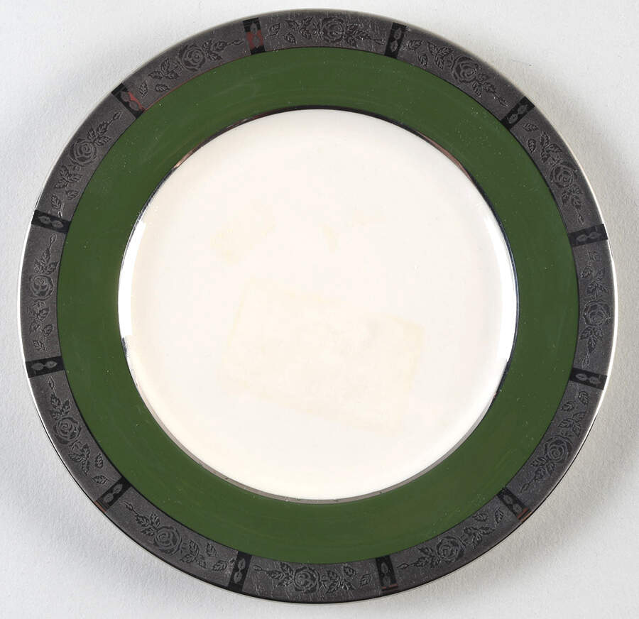Rose Tapestry Spanish Green (Rim) Bread & Butter Plate by Flintridge-1