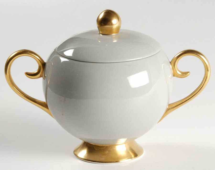 San Marino (Gold Trim, Rim & Coupe) Sugar Bowl & Lid by Flintridge-1