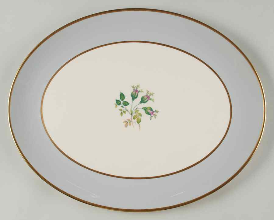 San Marino (Gold Trim, Rim & Coupe) 16" Oval Serving Platter by Flintridge-1