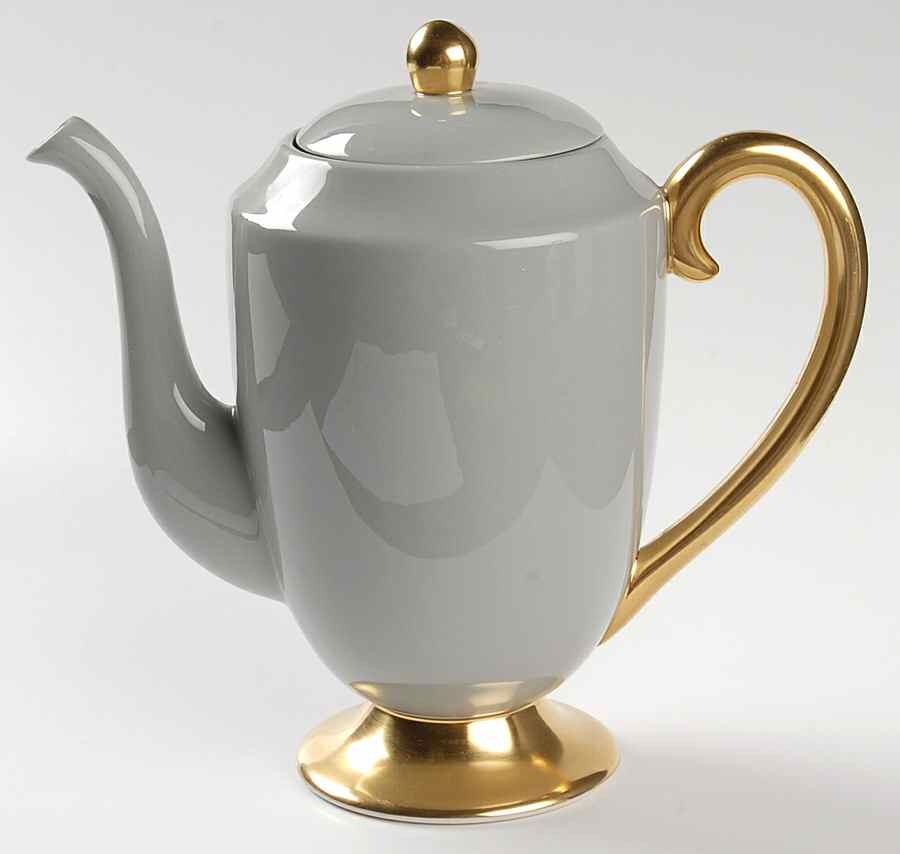 San Marino (Gold Trim, Rim & Coupe) Coffee Pot & Lid by Flintridge-1