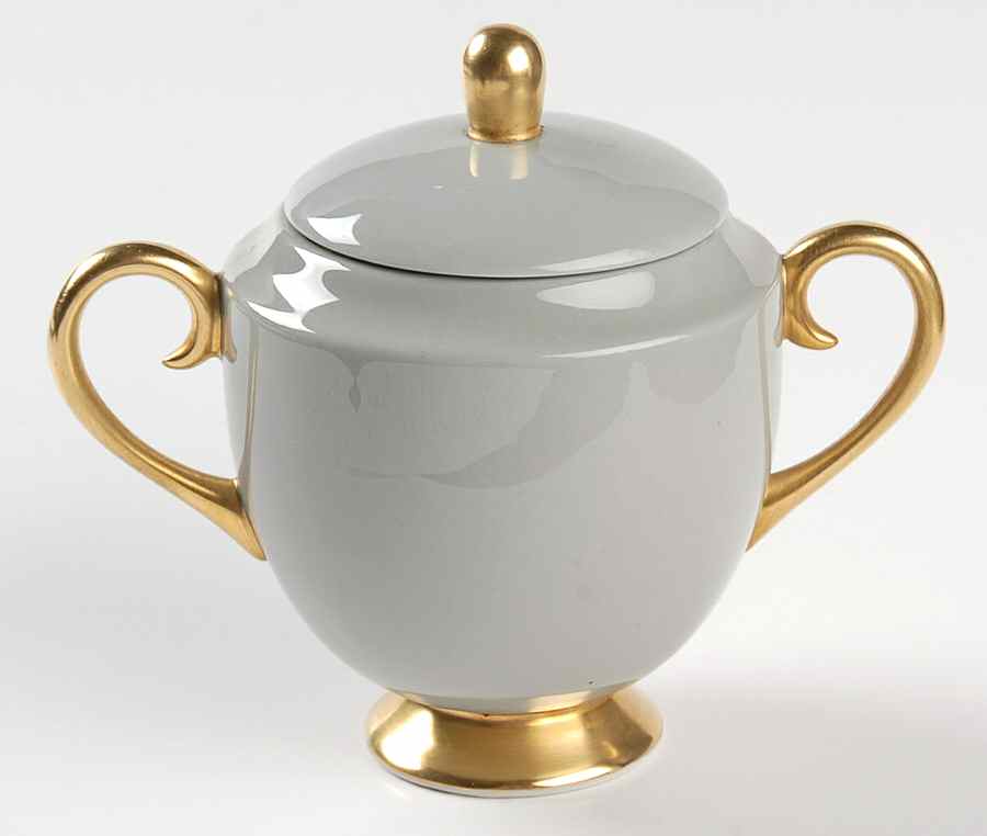 San Marino (Gold Trim, Rim & Coupe) Mini Sugar Bowl & Lid by Flintridge-1