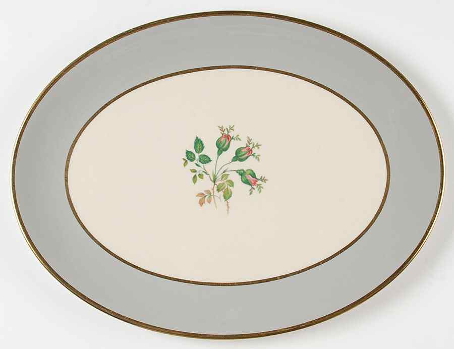 San Marino (Gold Trim, Rim & Coupe) 14" Oval Serving Platter by Flintridge-1
