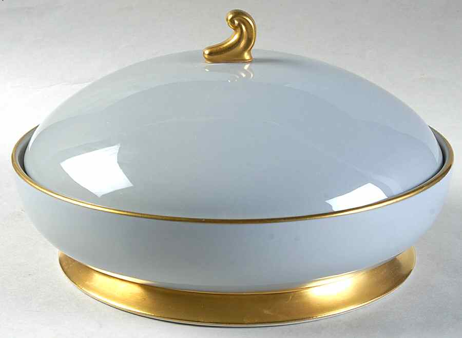 San Marino (Gold Trim, Rim & Coupe) Round Covered Vegetable by Flintridge-1