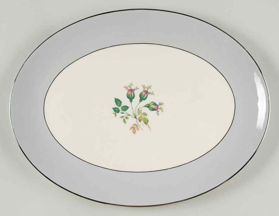 San Marino (Platinum Rim & Coupe) 14" Oval Serving Platter by Flintridge-1