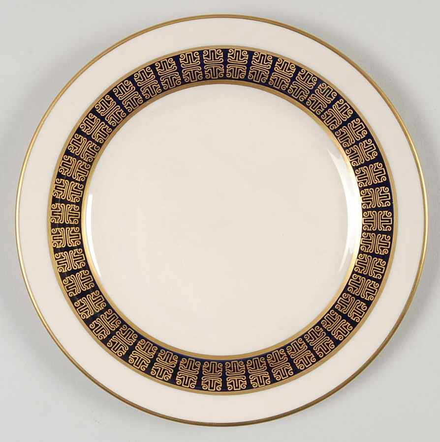Script Cobalt Blue Bread & Butter Plate by Flintridge-1