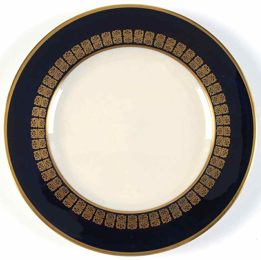 Script Cobalt Blue Salad Plate by Flintridge-1