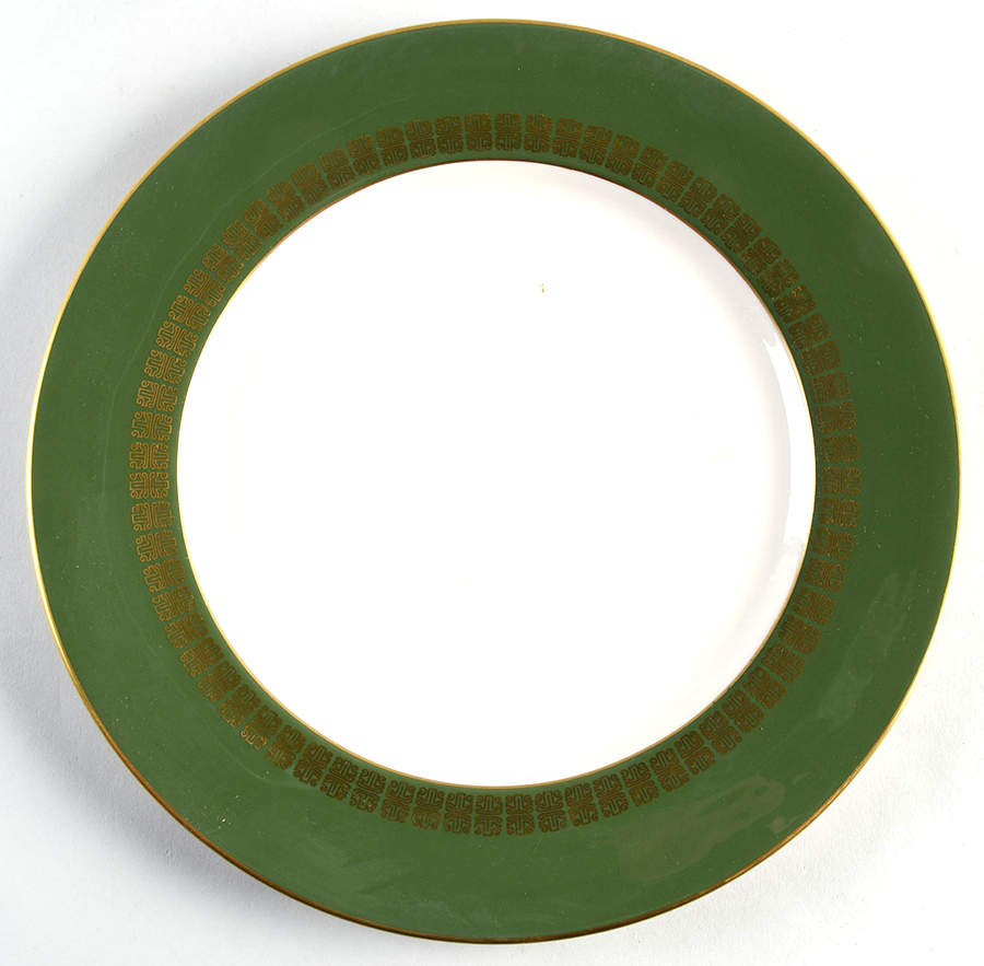 Script Spanish Green Dinner Plate by Flintridge-1