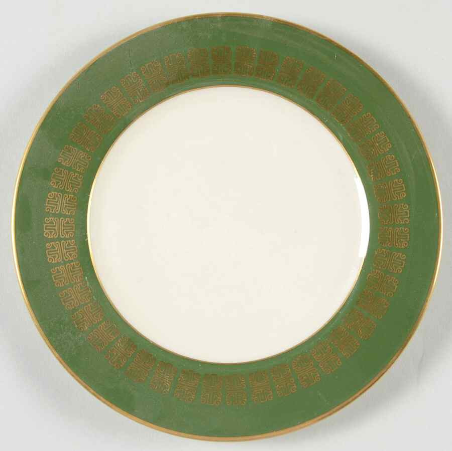 Script Spanish Green Bread & Butter Plate by Flintridge-1