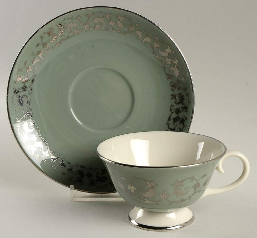 Silver Promise Footed Cup & Saucer Set by Flintridge-1