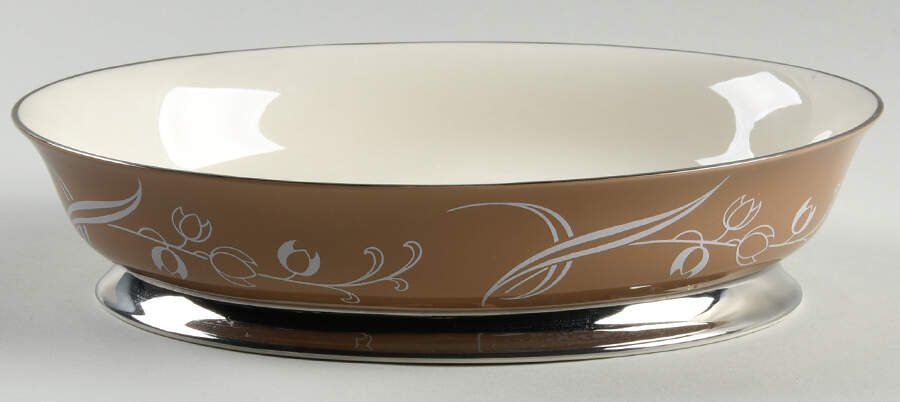 Snow Tulip Cocoa (Rim & Coupe) 9" Oval Vegetable Bowl by Flintridge-1