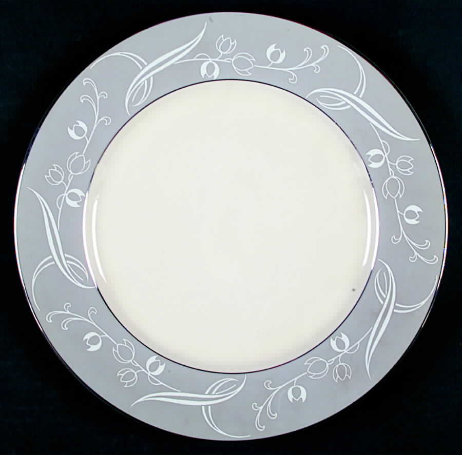 Snow Tulip Gray (Rim & Coupe) Dinner Plate by Flintridge-1