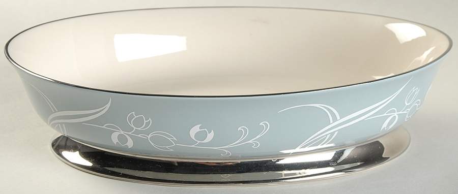 Snow Tulip Gray (Rim & Coupe) 9" Oval Vegetable Bowl by Flintridge-1