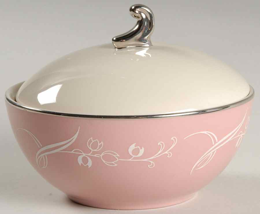 Snow Tulip Pink (Rim & Coupe) Sugar Bowl & Lid by Flintridge-1