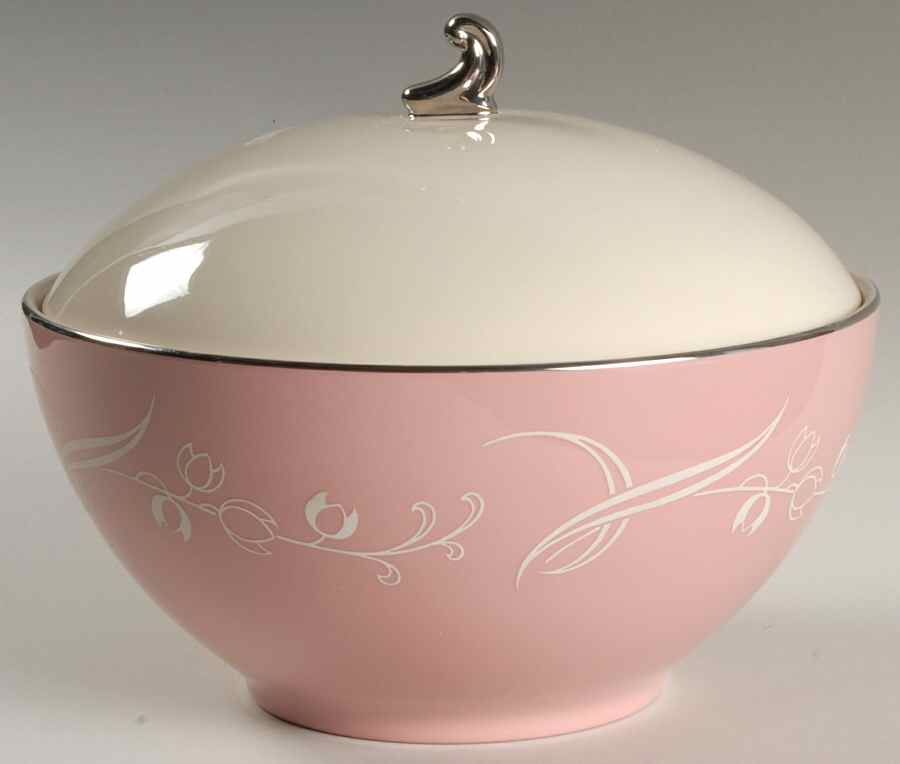 Snow Tulip Pink (Rim & Coupe) Round Covered Vegetable by Flintridge-1