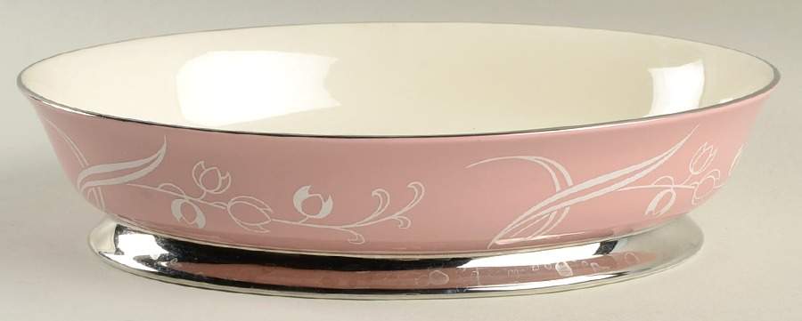 Snow Tulip Pink (Rim & Coupe) 9" Oval Vegetable Bowl by Flintridge-1
