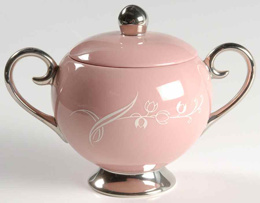 Snow Tulip Pink (Rim & Coupe) Sugar Bowl & Lid by Flintridge-1