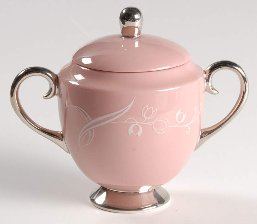 Snow Tulip Pink (Rim & Coupe) Mini Sugar Bowl & Lid by Flintridge-1