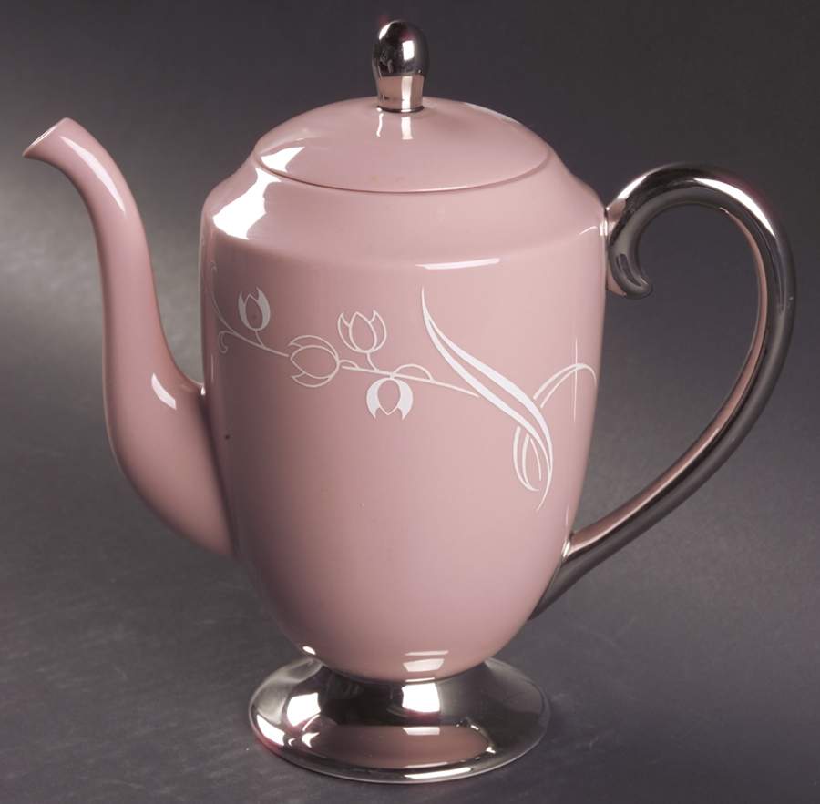 Snow Tulip Pink (Rim & Coupe) Coffee Pot & Lid by Flintridge-1