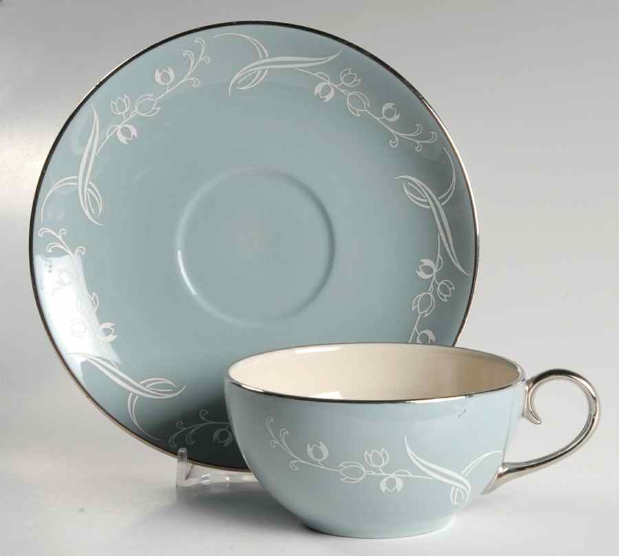 Snow Tulip Strata Blue (Rim & Coupe) Flat Cup & Saucer Set by Flintridge-1