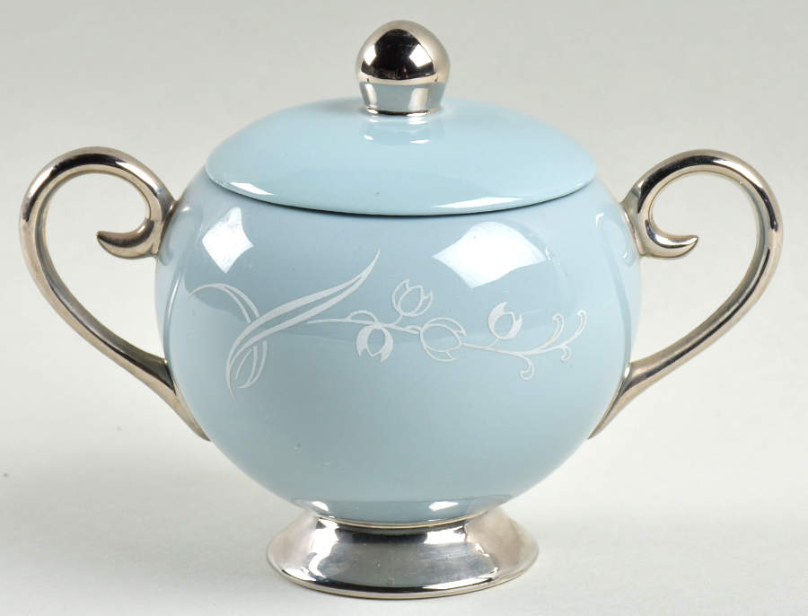 Snow Tulip Strata Blue (Rim & Coupe) Sugar Bowl & Lid by Flintridge-1
