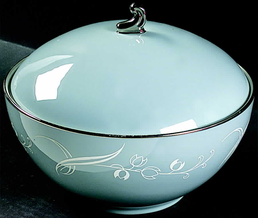 Snow Tulip Strata Blue (Rim & Coupe) Round Covered Vegetable by Flintridge-1