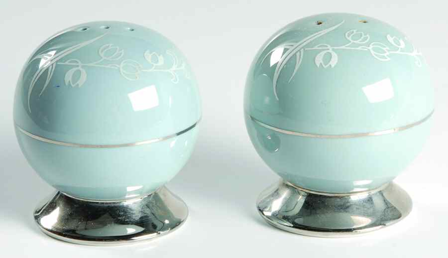 Snow Tulip Strata Blue (Rim & Coupe) Salt & Pepper Set by Flintridge-1