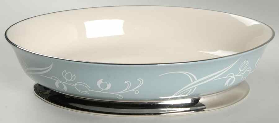 Snow Tulip Strata Blue (Rim & Coupe) 9" Oval Vegetable Bowl by Flintridge-1